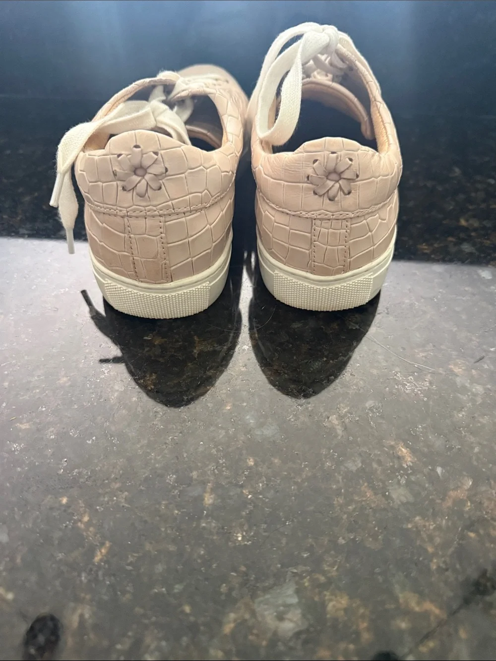 Jack Rogers Blush Croc-Embossed Lace-Up Sneakers